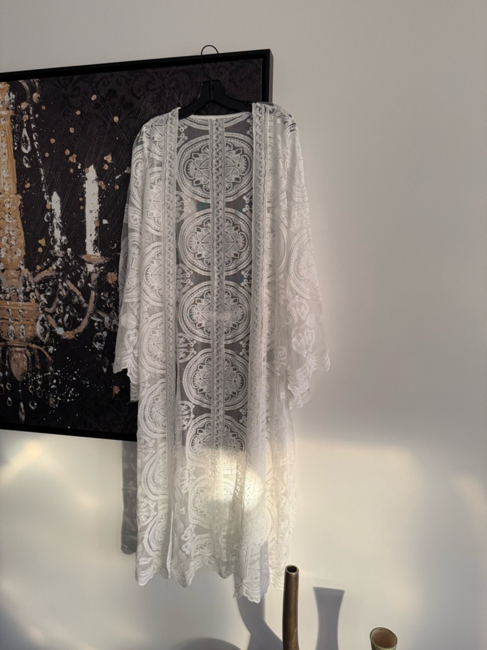 Source Unknown White Lace Kimono Cover